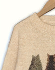 Helvano | Damen Strickpullover mit Katzenmotiv
