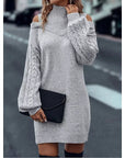 Helvano | Cold-Shoulder Rollkragen-Strickkleid für Damen