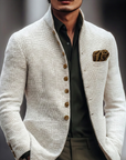 Helvano | Einreihige Strickjacke für Herren in Weiss