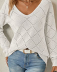 Helvano | Lochstrick-Pullover mit V-Ausschnitt für Damen