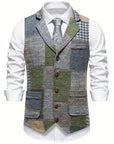 Helvano | Patchwork-Weste mit Fischgratmuster für Herren