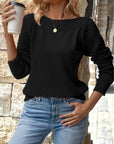Helvano | Damen Strickpullover mit Ajour-Ärmeln