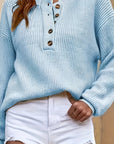Helvano | Gerippter Henley-Pullover für Damen