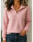 Helvano | Strukturierter Damen-Pullover mit Viertelzip