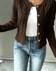 Helvano | Damen Zopfstrick-Cardigan mit Knopfleiste