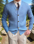 Helvano | Gerippte Strickjacke mit Knöpfen für Herren