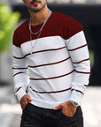Helvano | Gestreifter Strickpullover mit Rundhals für Herren