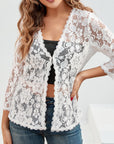 Helvano | Damen Strickjacke mit Blumen-Lochmuster