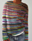 Helvano | Gestreifter Damen-Strickpullover mit langen Ärmeln