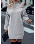 Helvano | Cold-Shoulder Rollkragen-Strickkleid für Damen