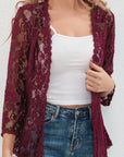 Helvano | Damen Strickjacke mit Blumen-Lochmuster