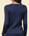 Helvano | Geripptes Feinstrickpullover mit V-Ausschnitt für Damen