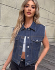 Helvano | Ärmellose Jeansjacke mit Pattentaschen für Damen