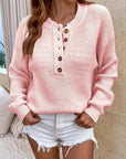 Helvano | Gerippter Henley-Pullover für Damen