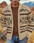 Helvano | Gemusterte Herren-Strickjacke mit Zip