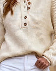 Helvano | Gerippter Henley-Pullover für Damen