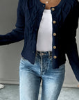 Helvano | Damen Zopfstrick-Cardigan mit Knopfleiste