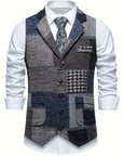 Helvano | Patchwork-Weste mit Fischgratmuster für Herren