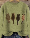 Helvano | Damen Strickpullover mit Katzenmotiv