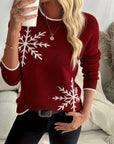 Helvano | Strickpullover mit Rundhals und Schneeflocken