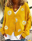 Helvano | Damen Strickjacke mit Blumenstickerei