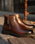 Helvano | Herren Lederstiefel mit Reissverschluss in Braun