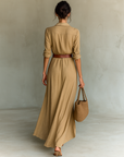 Helvano | Maxikleid mit Gürtel für Damen
