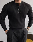 Helvano | Gerippter Henley-Pullover für Herren