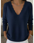 Helvano | Damen Pullover mit V-Ausschnitt und Bogenkante