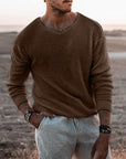 Helvano | Strukturierter Herren-Pullover mit V-Ausschnitt