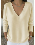 Helvano | Damen Pullover mit V-Ausschnitt und Bogenkante
