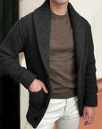 Helvano | Gerippte Strickjacke mit Schalkragen für Herren