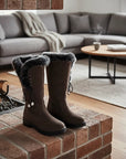 Helvano | Kniehohe Winterstiefel mit Plüschrand für Damen