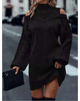 Helvano | Cold-Shoulder Rollkragen-Strickkleid für Damen