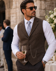 Helvano | Herren-Weste aus Tweed mit Fischgrätmuster