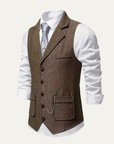 Helvano | Herren-Weste aus Tweed mit Fischgrätmuster