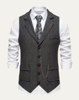Helvano | Herren-Weste aus Tweed mit Fischgrätmuster