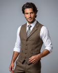 Helvano | Herren-Weste aus Tweed mit Fischgrätmuster