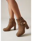 Helvano | Damen Stiefeletten mit Blockabsatz und Schnalle
