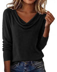 Helvano | Damen Strickpullover mit Wasserfallkragen