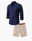 Helvano | Herren-Set mit Stehkragen-Hemd und Shorts