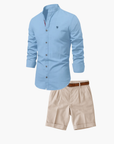 Helvano | Herren-Set mit Stehkragen-Hemd und Shorts