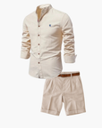 Helvano | Herren-Set mit Stehkragen-Hemd und Shorts
