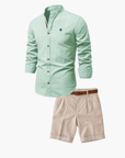 Helvano | Herren-Set mit Stehkragen-Hemd und Shorts
