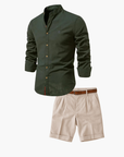 Helvano | Herren-Set mit Stehkragen-Hemd und Shorts