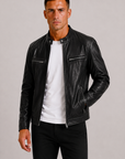 Helvano | Herren Bikerjacke aus Kunstleder mit Reissverschluss