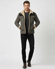 Helvano | Wildleder-Herrenjacke mit Lammfell und Kragen