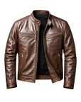 Helvano | Vintage Lederjacke mit Stehkragen für Herren