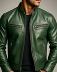 Helvano | Vintage Lederjacke mit Stehkragen für Herren