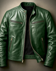 Helvano | Vintage Lederjacke mit Stehkragen für Herren